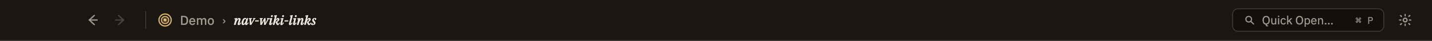 The two arrow buttons at the left edge of the title bar, just before the breadcrumb trail for the note you're viewing. The back arrow is active and the forward arrow is dimmed.
